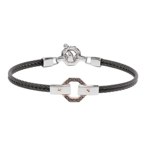 BARAKA Ромб Нержавеющая сталь с 18K Розовым золотом PVD Браслеты Унисекс Серебряный