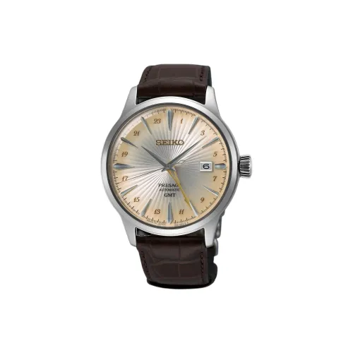 SEIKO Автоматический Ручной Механизм Корова Кожа Ремешок Часы 40,5 мм Мужские Часы Серебристый Циферблат