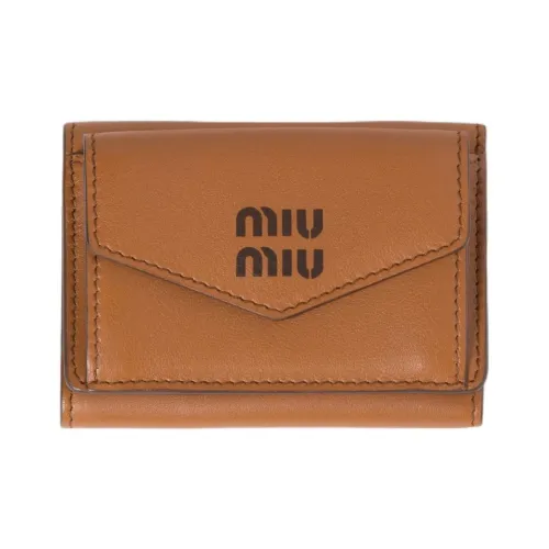MIU MIU Кошелек из коровьей кожи Маленький Женский Коньяк Коричневый