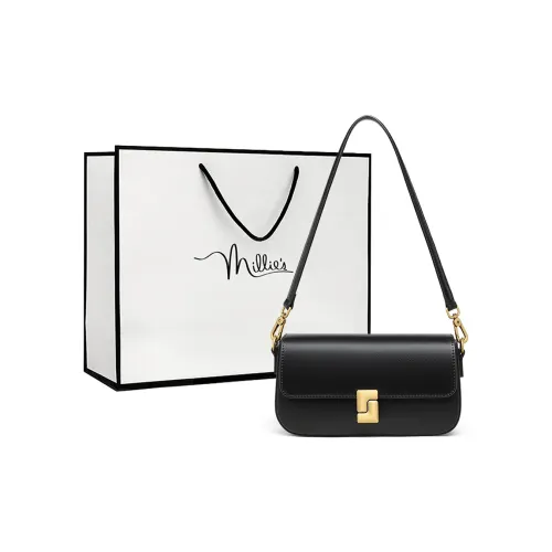 MILLIE'S Сумка Baguette из коровьей кожи портативная сумка через плечо обычная женская черная