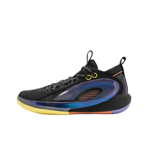 QIAODAN Амортизаторы Lower Skirt Устойчивый к истиранию MID Баскетбольные кроссовки Мужские Черный Оранжевый