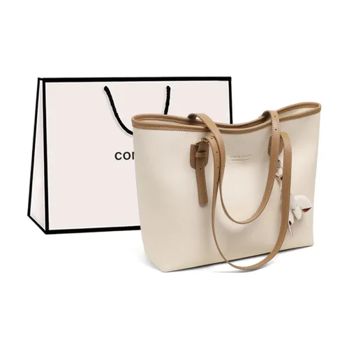 COMELY Коровья кожа с синтетической кожей Тоут Сумка, Сумка для покупок, Сумка, Сумка через плечо Стандартная Женская Экрю