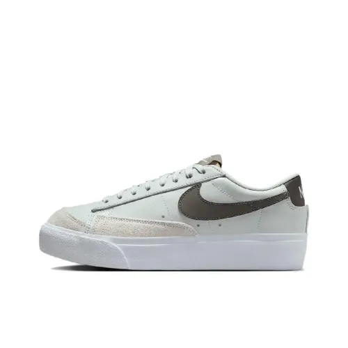 Nike Blazer Нижняя юбка Устойчивая к истиранию Низкий топ Скейтборд Кроссовки Женские Зеленый Коричневый