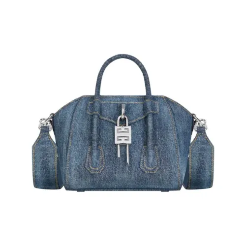 GIVENCHY Antigona Lock Хлопок Одно Плечо Сумка Мини Женская Темно-Синяя