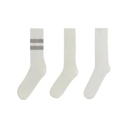 KITH Collaboration 3 Pack Белый Серый + Белый Полосы + Белый Мужской MID Носки до икры