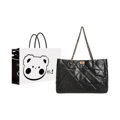 NX DOUGHNUT ПУ (полиуретан) Большая емкость Ромб Узор Цепочка Сумка Сумка через плечо Стандартная Женская Черная