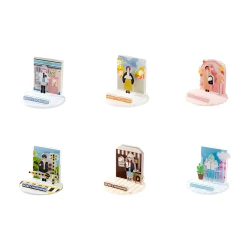 POP MART Коллаборация Edition POP MART Коллаборация Edition IP Сяо Nuo'S Morning Коллекция Акриловый Стенд Слепые Коробки Один Mystery Коробка Полная Коробка 6 шт