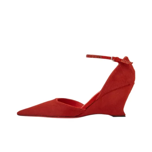 Ferragamo Весенняя коллекция Коллекция Нестандартный каблук Высокие каблуки 7 см Женские Красный