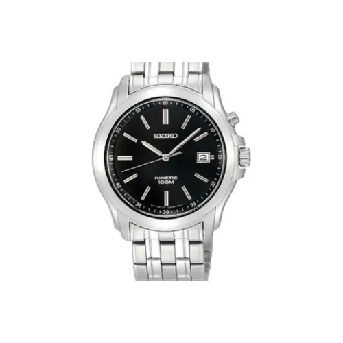 SEIKO KINETIC Collection KINETIC Energy Часы с ремешком из нержавеющей стали 40 мм черный циферблат мужские часы