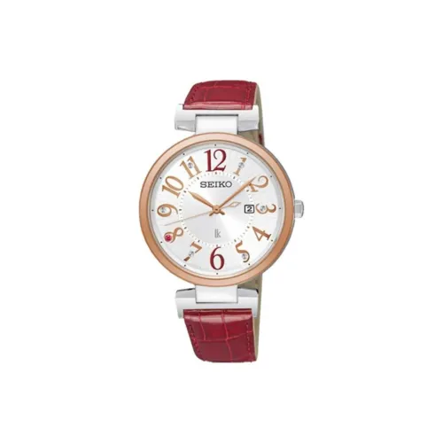 SEIKO Lukia Collection Солнечный кварцевый механизм кожаный ремешок часы 32,6 мм женский серебристый циферблат