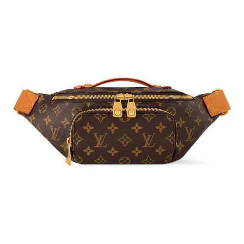 LOUIS VUITTON RUSH Монограмма Покрытый холст Одно плечо Через плечо Бананка Мужской Коричневый