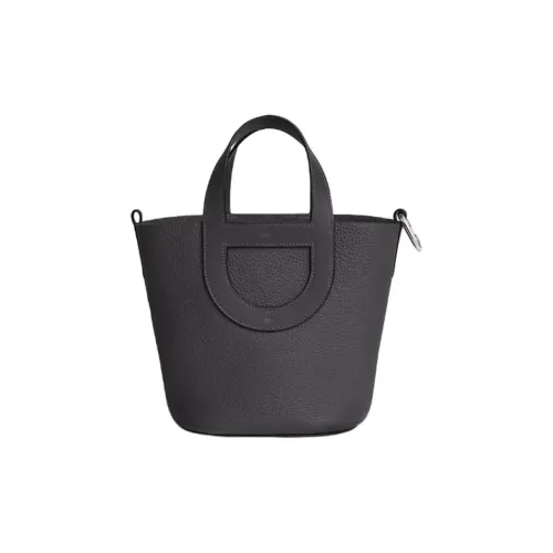 HERMES In The Loop Taurillon Clemence Bullhide с Swift кожа ведрообразная сумка женская угольно-черная