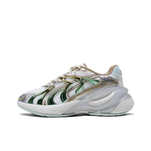 PUMA Inverse Rev Anti KICK и устойчивый к истиранию низкий топ детские беговые кроссовки Белый золотой Подростки