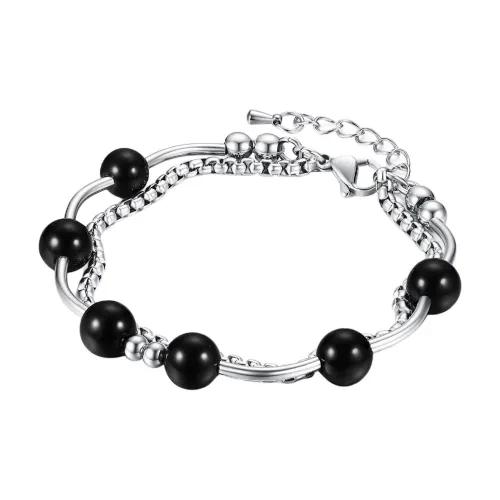 BYG Серебряный SHEEN Обсидиан Стекло Кошачий глаз Титановая сталь Браслеты Унисекс