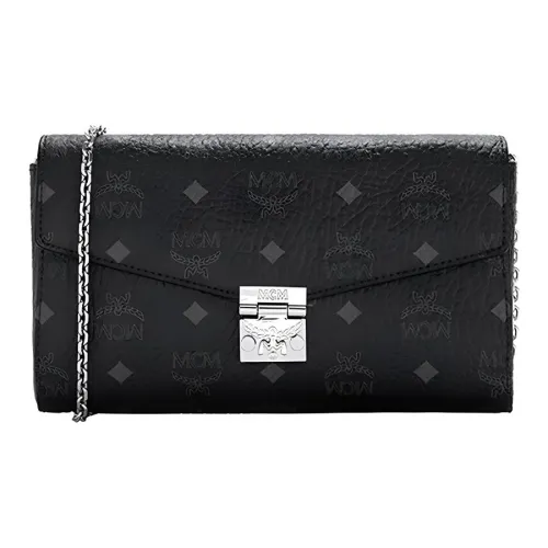 MCM Millie Visetos Покрытый холст Сумка через плечо Средний Женский Черный