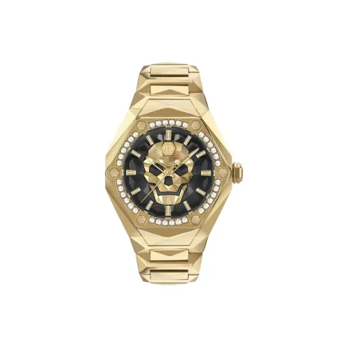 PHILIPP PLEIN Наручные часы Кварцевый механизм Металлический ремешок 45 мм Черный циферблат Мужские часы