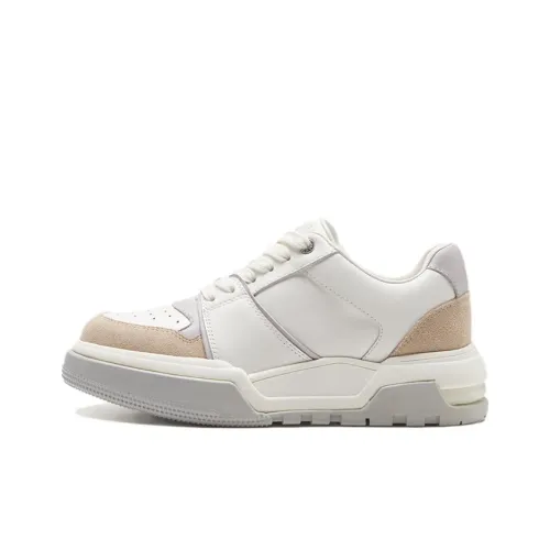 LE SAUNDA Высота Увеличивающие Низкие Кроссовки для Скейтбординга Женские Белые+Бежевые