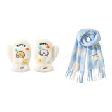 [Теплая зима Комбинация] Счастье Щенок Шарф Shiro Стиль + Теплый Щенок Перчатка Белый