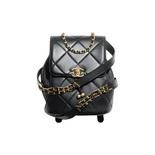 CHANEL Sheepskin Backpack Women's Black