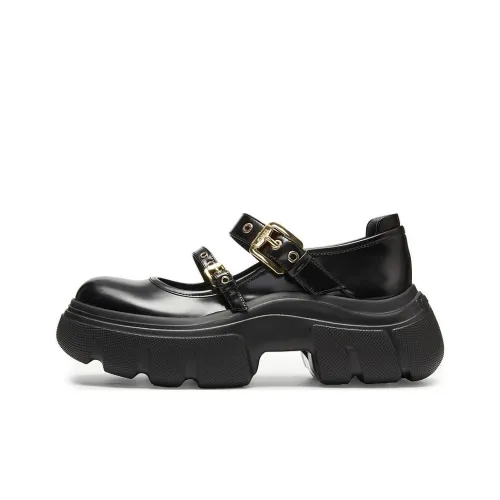 Staccato Geek Грубый каблук Туфли Мэри Джейн Женские Черный