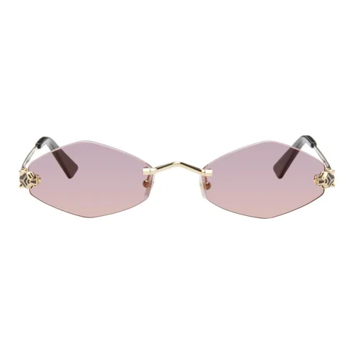 Cartier Металлический ацетат Нерегулярная форма Солнцезащитные очки Унисекс Золото