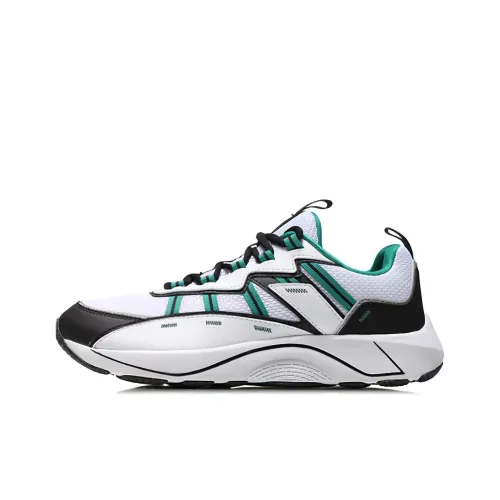 LINING QingYun Амортизация Легкий Устойчивый к истиранию Низкий Топ Беговые кроссовки Мужские Белый Бирюзовый