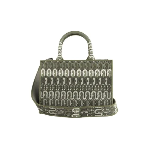 Furla Жаккардовая ткань Тоут Сумка Сумка для покупок Сумка через плечо Сумка Маленькая Женская Зеленая