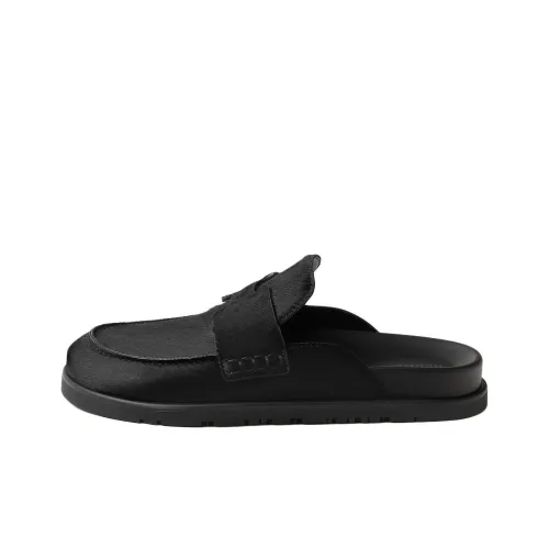 HERMES Go Резина Подошва Домашние Тапочки Женские Черные