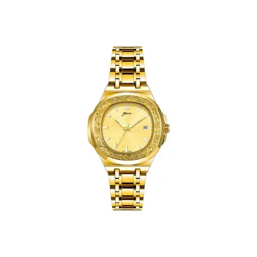 Yajiayi Кварцевый механизм ремешок из нержавеющей стали мужские часы золотой циферблат