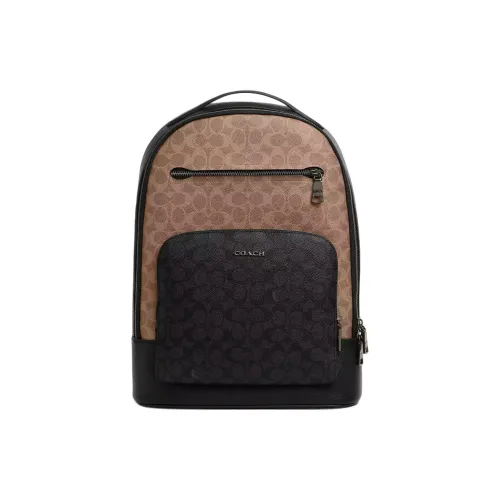 COACH ETHAN Покрытый холст Рюкзак Большой Унисекс Коричневый Уголь