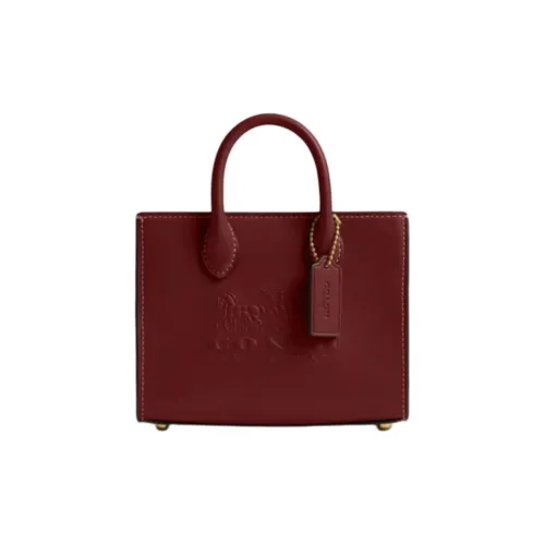 COACH Ace Коровья кожа Тоут Сумка Сумка для покупок Сумка на плечо Сумка Маленькая Женская Темно-красный Драгоценный камень