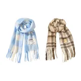 [Осенний Зимний Универсальный Двухцветный] Шарф Счастье Щенок (Белый Маленький + Золотистый Ретривер)