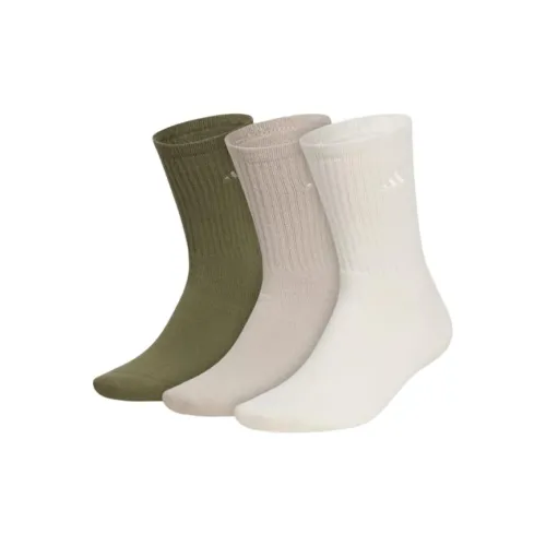 Adidas Comfort 3 Pack Оливковый Зеленый/Бежевый/Сияющий Белый Мужские Носки до икры MID