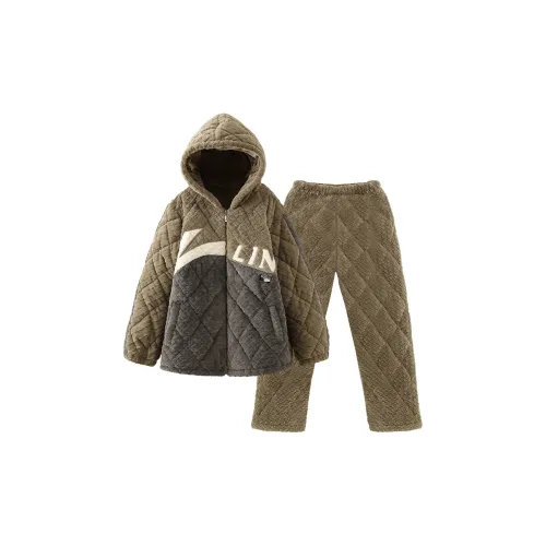 YIROUQING Пижамный комплект Мужской Оливковый