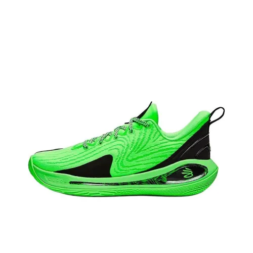 Under Armour Curry Flow 12 Детские баскетбольные кроссовки Низкий топ Зеленый/Черный Унисекс