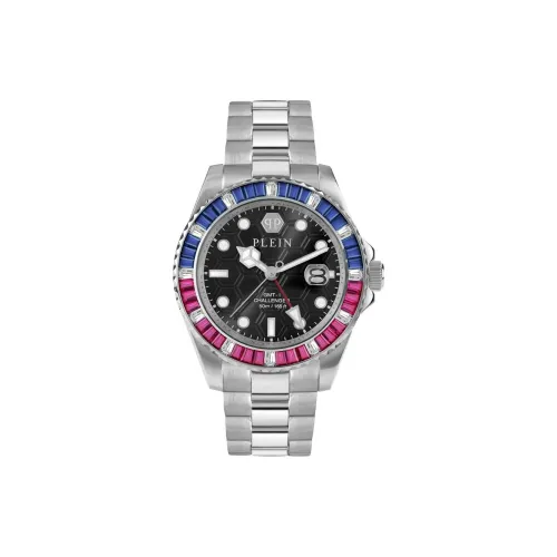 PHILIPP PLEIN Наручные часы Кварцевый механизм Металлический ремешок 44 мм Черный циферблат Мужские часы