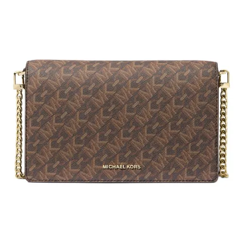 MICHAEL KORS Jet Set Покрытый холст Сумка через плечо Средний Женский Коричневый