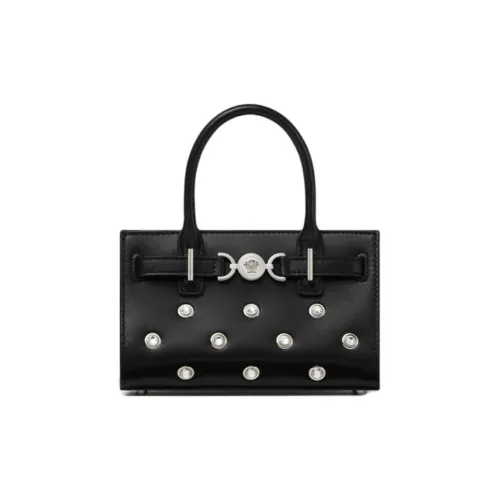 VERSACE Medusa '95 Lambskin Tote Bag Shopping Bag Mini Women's Black