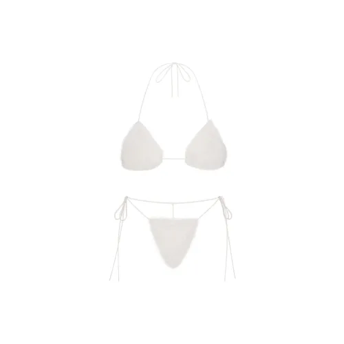 SKIMS FW24 Зимний Warmth Коллекция Искусственный мех Треугольник Брейтлет и Стринг Комплект Нижнее белье Набор Женские Мраморный Мраморный