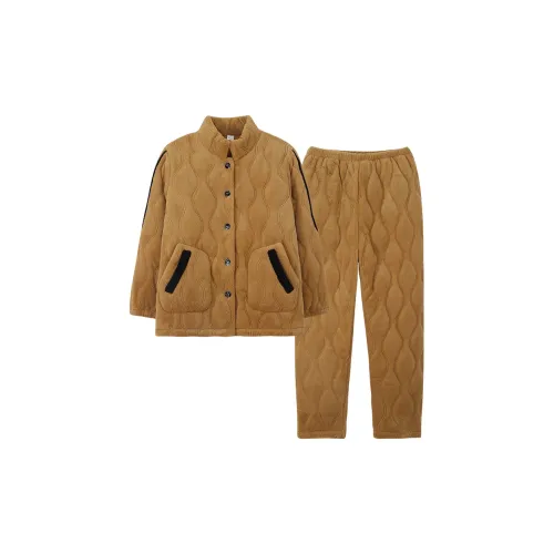 Sha Qian Пижамный комплект женский горчично-желтый