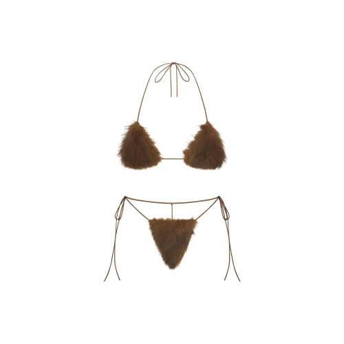 SKIMS FW24 Зимний Warmth Коллекция Искусственный мех Треугольник Бюстгальтер и Стринг Комплект Нижнее белье Набор Женские Оксид Оксид