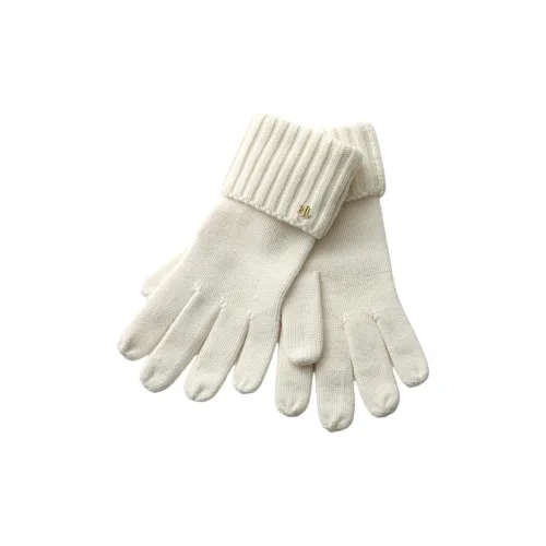 LAUREN RALPH LAUREN Смесовая шерсть Металл Нейлон Шерсть Акрил Вязаные перчатки Женские Белые