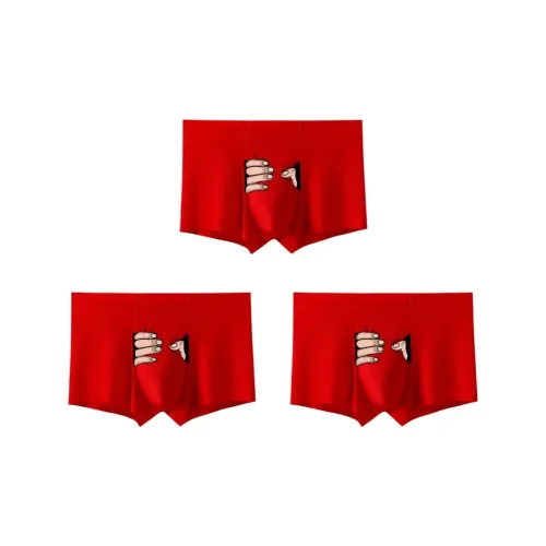 Lan Miao Трусы Мужские 3 упаковки красный