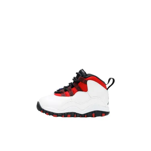 Jordan Air Джордан 10 Противоскользящая устойчивая к истиранию высокая обувь для малышей Белый Черный Красный Синий Для младенцев и малышей