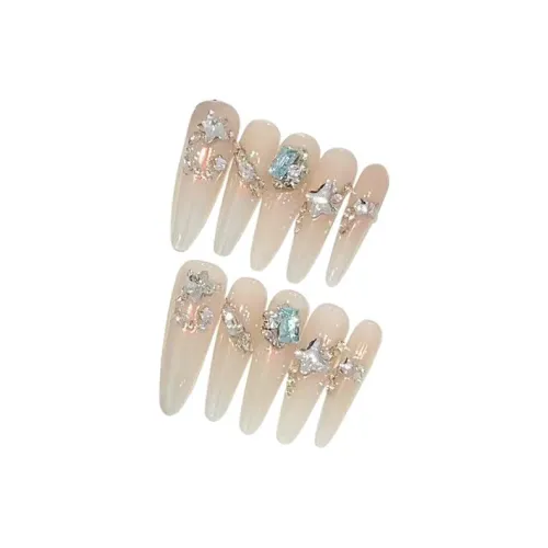 LIANJING [Сияние заката] Pure And Elegant Телесный Ледяной Прозрачный Aurora Magic Mirror False Nail Фея Ногти 40 мм