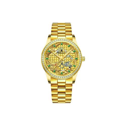 Montagut Автоматический Механический Механизм Нержавеющая Сталь Ремешок Унисекс Золотой Циферблат