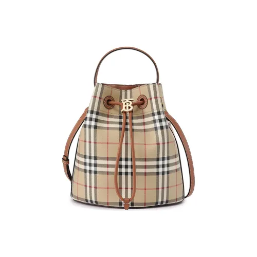 Burberry Полиуретан Ведрообразная Сумка Сумка через плечо Маленькая Женская Архив Бежевый