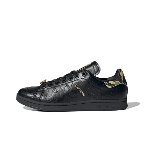 A BATHING APE x Adidas Originals STAN SMITH Скейтборд Кроссовки Низкие противоскользящие мужские черные