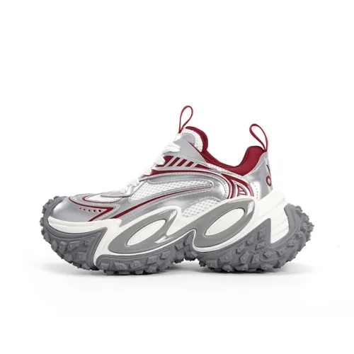 BAIFENHAO Устойчивый к истиранию Высокий Топ Кроссовки с толстой подошвой Унисекс Красные Цепь