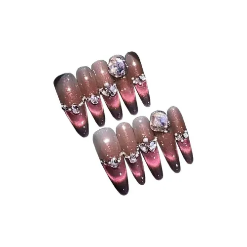 LIANJING [Taoxuwu] Ручной Смешанный Градиент Розовый Aurora Кошачий глаз Стразы Премиум Эстетическая Декор для Ногтей 30MM Овал